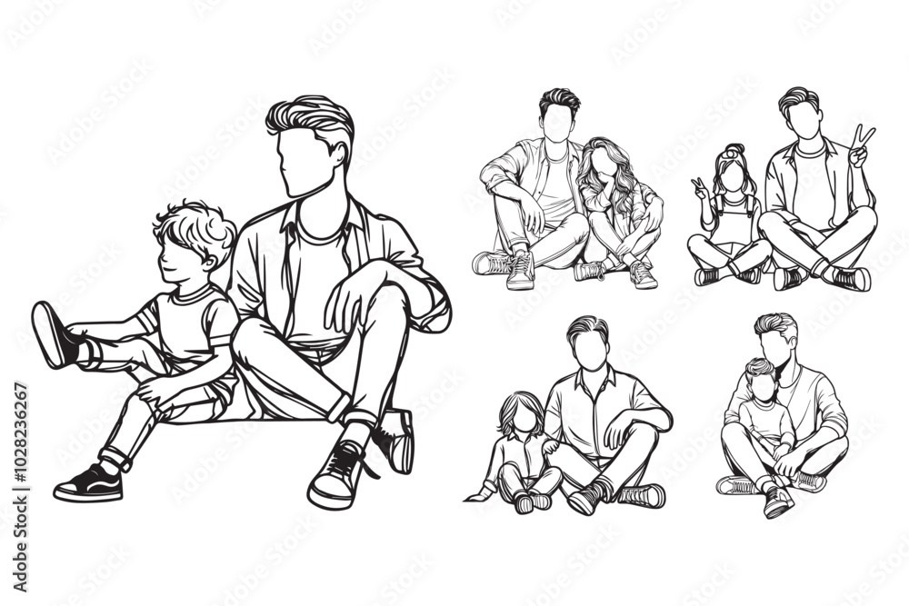 Illustration highlighting the bond between a father and his son Illustration highlighting the bond between a father and his son
