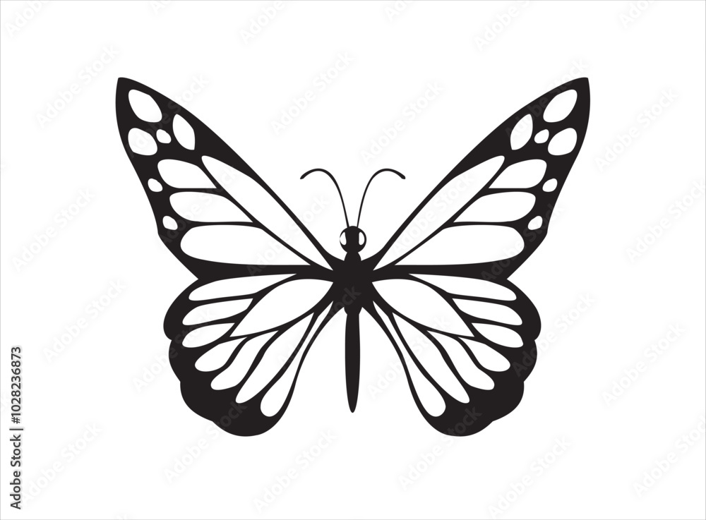 Butterfly, insect, bug icon vector isolated white Butterfly, insect, bug icon vector isolated white