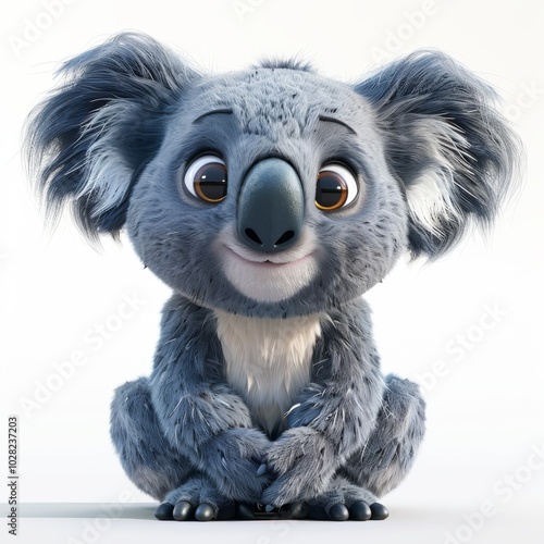 Cute 3D Cartoon Koala Icon with Full Body Design