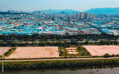 aerial view of Daeugu city, South korea.  photo