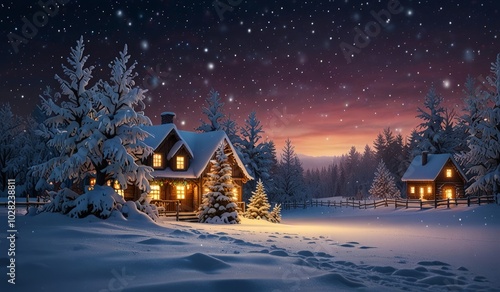 Beautiful Christmas winter holiday snow background