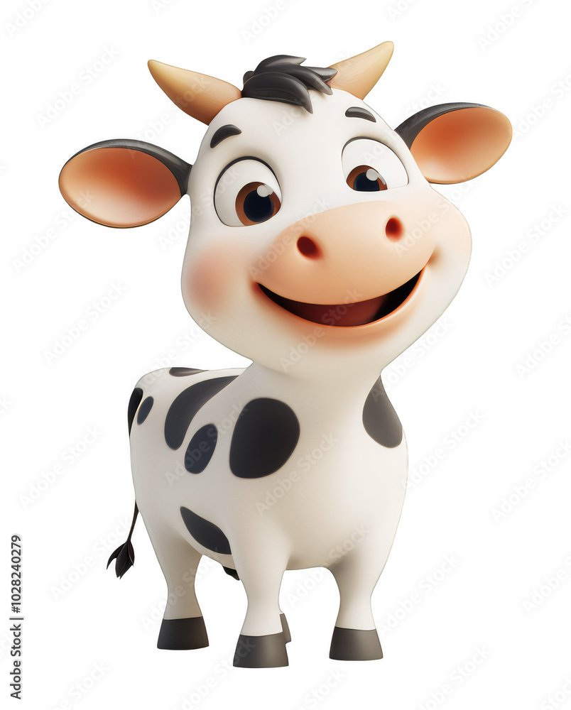 Smiling Cartoon Cow Illustration with Transparent Background for Design Elements and Overlays Smiling Cartoon Cow Illustration with Transparent Background for Design Elements and Overlays