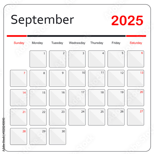 September 2025 Calendar. monthly calendar template