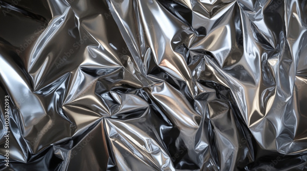 Abstract Wrinkles in Silver Metallic Fabric Abstract Wrinkles in Silver Metallic Fabric