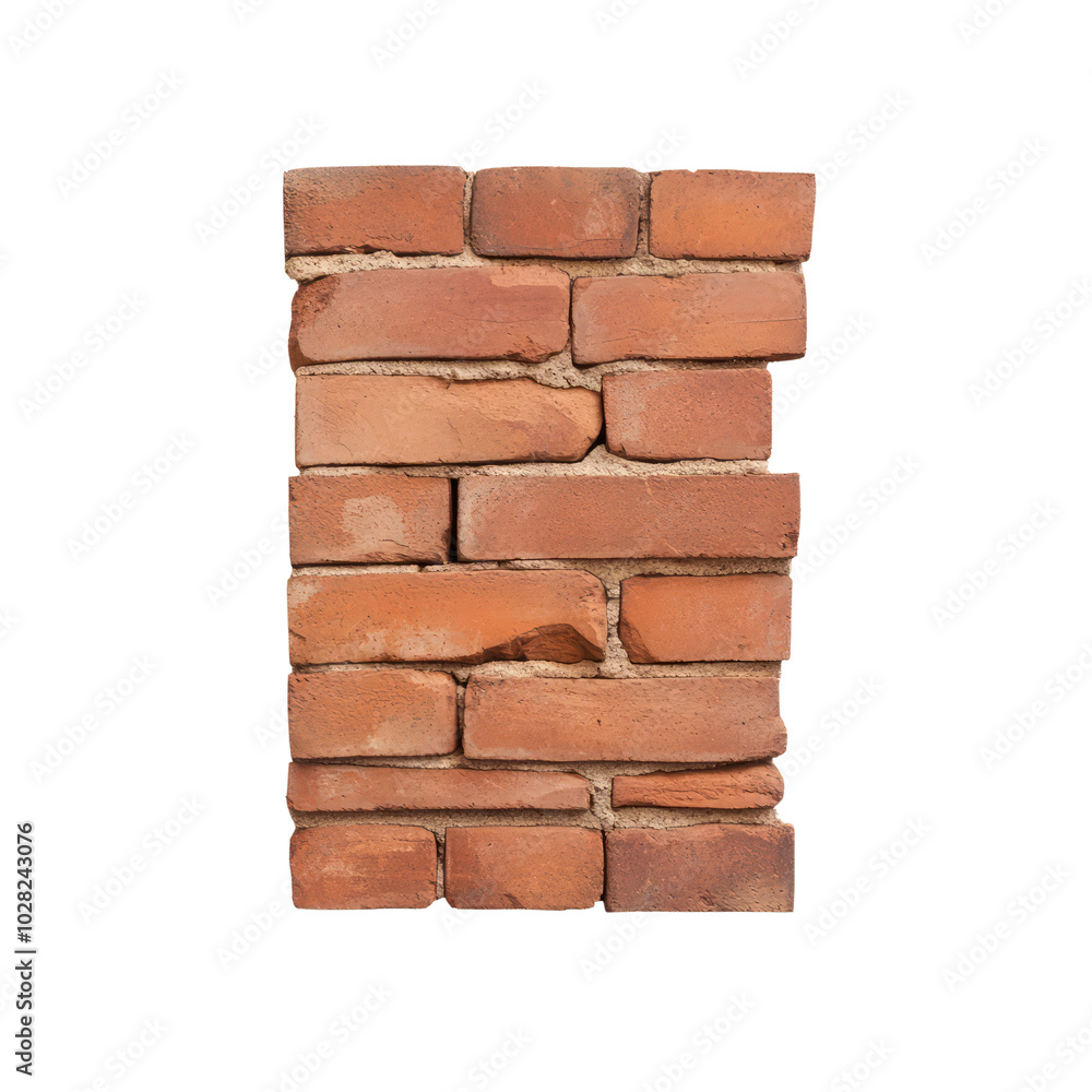 Obraz premium Brick wall texture, white isolated background. Transparent PNG