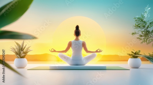 Wallpaper Mural A woman doing yoga in a serene outdoor environment, highlighting a balanced and healthy lifestyle. Torontodigital.ca