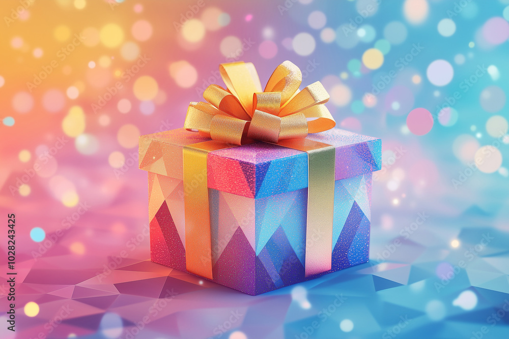 Polygon gift box illustration. Merry christmas. Polygon gift box illustration. Merry christmas.