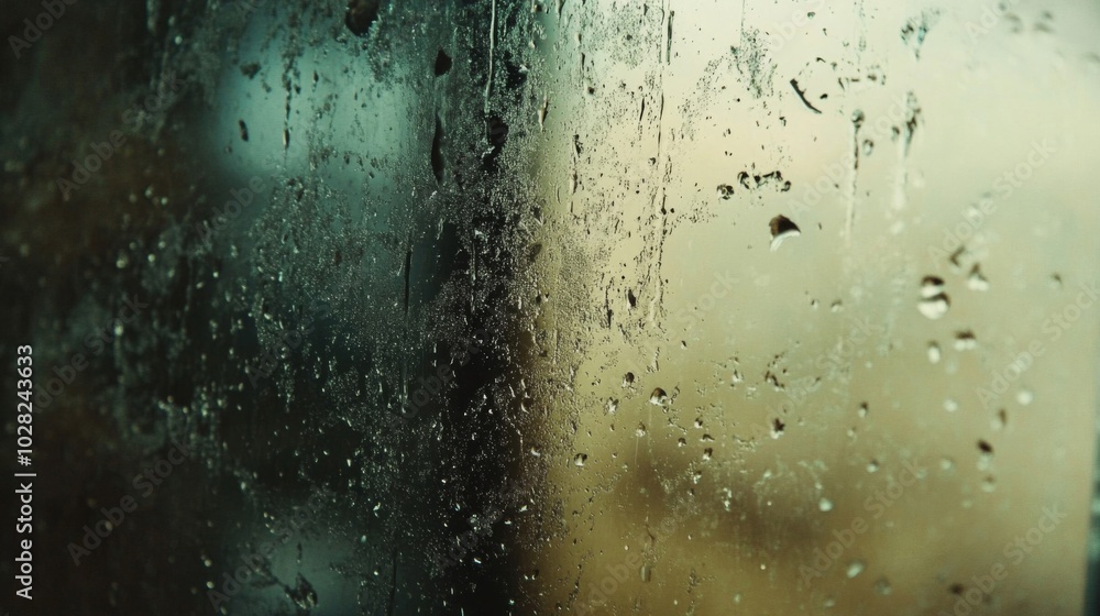 Raindrops on a Windowpane with Blurred Background Raindrops on a Windowpane with Blurred Background