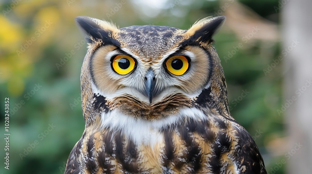 Obraz premium Close-Up Portrait of a Great Horned Owl