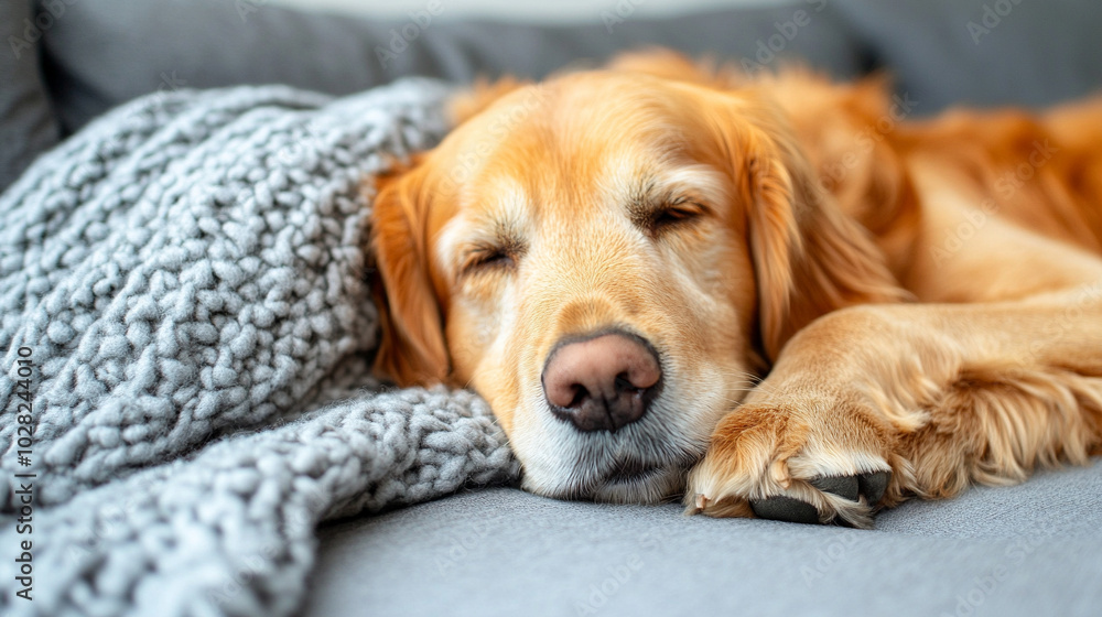 Golden Retriever lies comfortably on a cozy sofa, radiating warmth and contentment. The dog’s relaxed posture and friendly expression symbolize companionship, loyalty, and the simple joys of life Golden Retriever lies comfortably on a cozy sofa, radiating warmth and contentment. The dog’s relaxed posture and friendly expression symbolize companionship, loyalty, and the simple joys of life