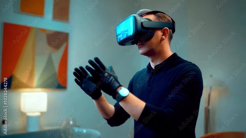 person experimenting with virtual reality person experimenting with virtual reality