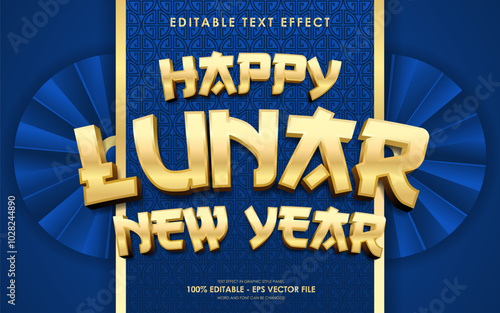 Editable Happy Lunar New Year Text Effect with chinese theme background