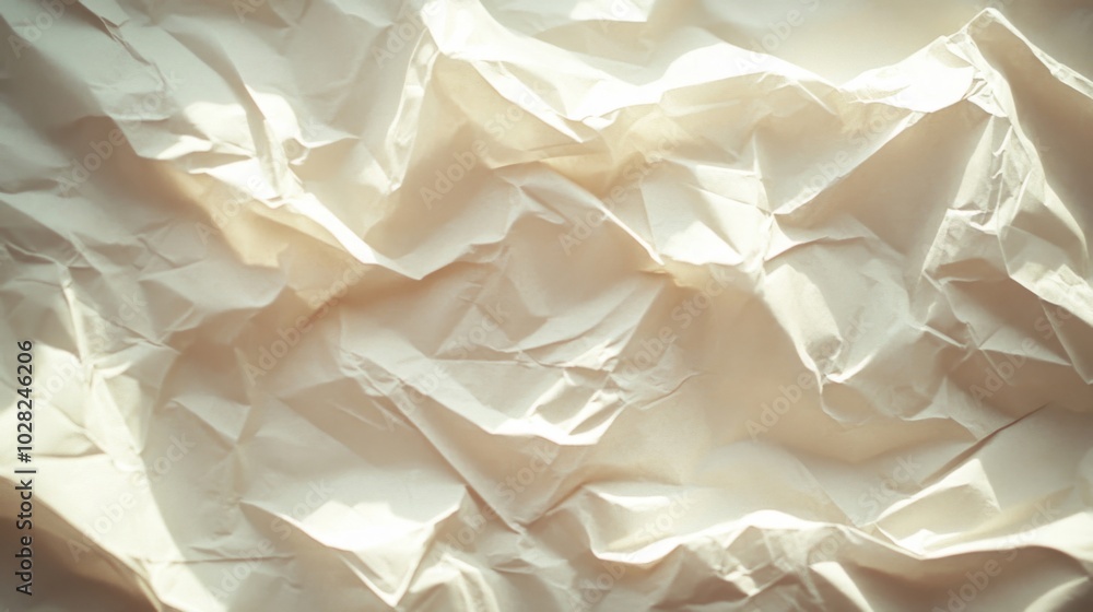 Obraz premium Close-up of Crumpled White Paper with Light Shimmering Through