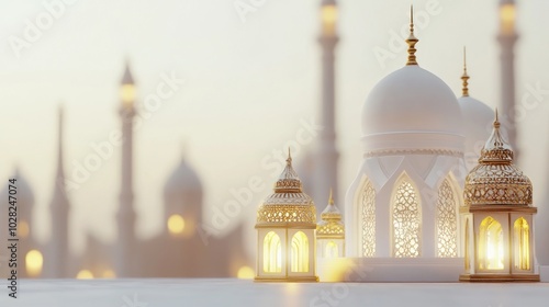 Wallpaper Mural Golden Lanterns and Mosque Torontodigital.ca