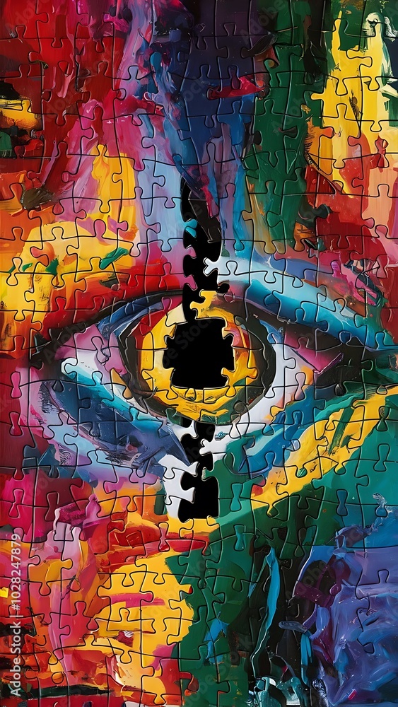 Fototapeta premium Abstract puzzle background with one piece missing