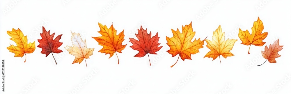 Falling Maple Leaves Vector Illustration with Cute Clipart Aesthetic and Muted Colors on White Background - Autumn Theme Falling Maple Leaves Vector Illustration with Cute Clipart Aesthetic and Muted Colors on White Background - Autumn Theme