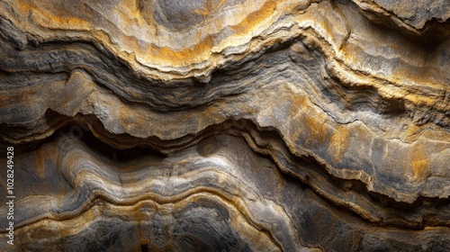 Close-up of a Textured Rock Face with Curved Layers photo