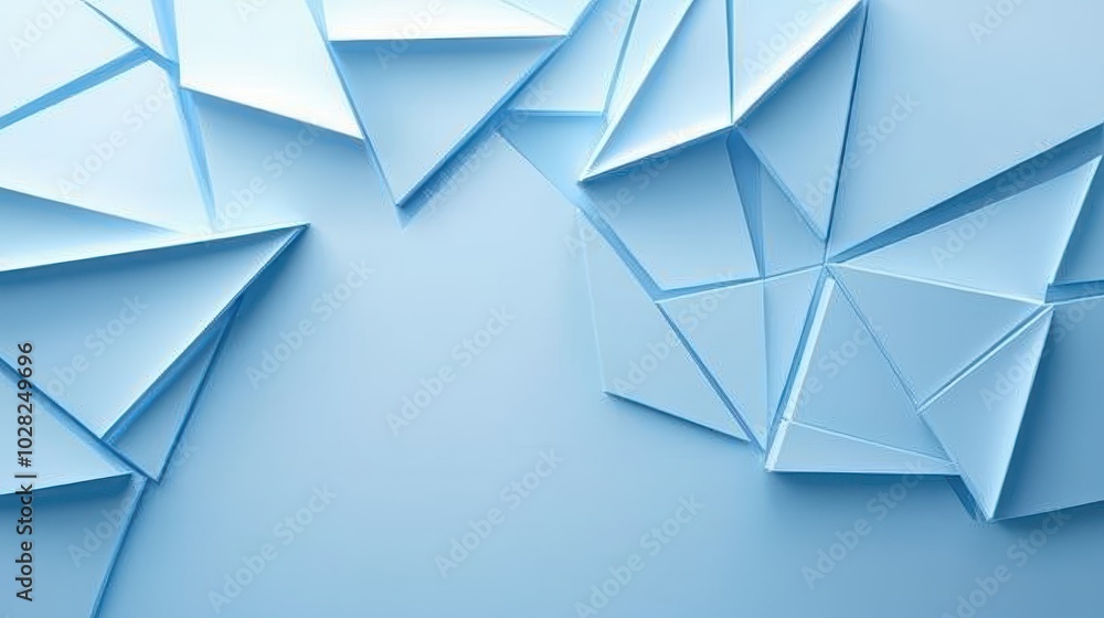 Obraz premium Light blue geometric pattern with sharp, angular shapes, creating a sleek and professional background.