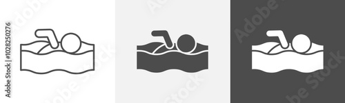 swim icon Vector thin line symbol