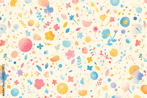 abstract cartoon pattern colorful soft pastel colors
