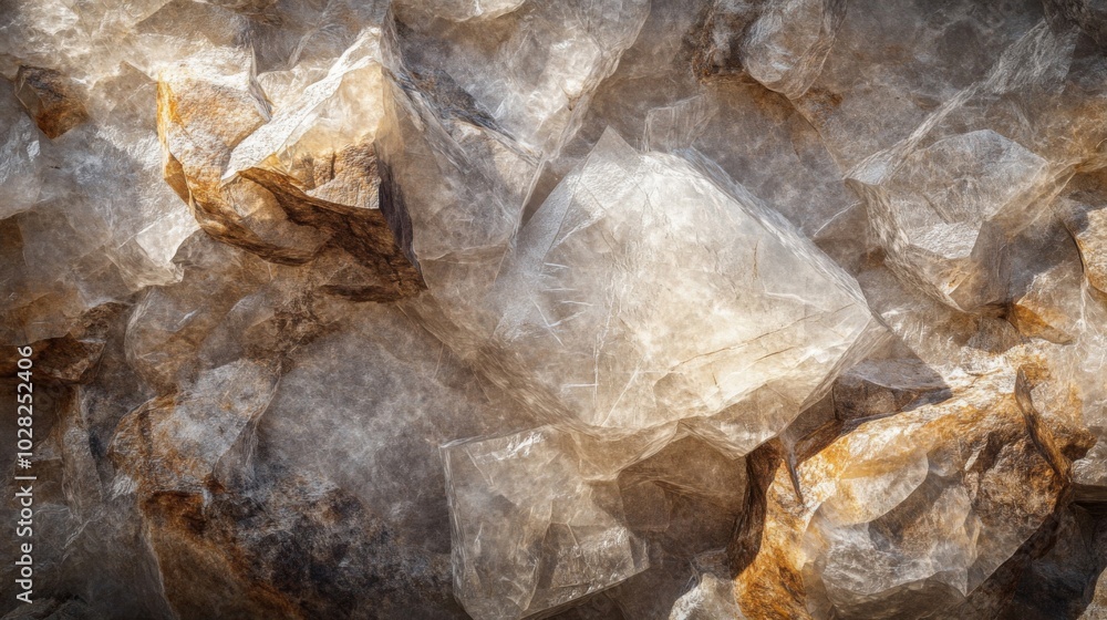 Naklejka premium Crystalline Rock Formation with Fissures and Shadows