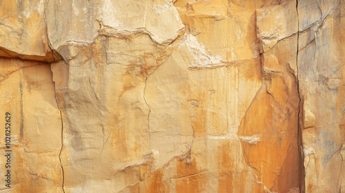 Close-up View of Cracked, Weathered Rock Face