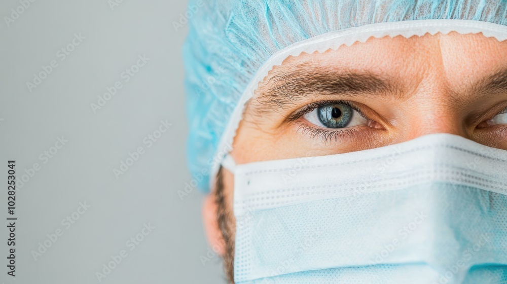 A dedicated medical professional stands poised in a hospital, ready to care, with focused eyes that radiate confidence. A dedicated medical professional stands poised in a hospital, ready to care, with focused eyes that radiate confidence.