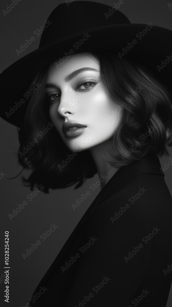 High fashion photoshoot of beautiful stylish woman, modern chic, black and white effect. Model woman. High fashion photoshoot of beautiful stylish woman, modern chic, black and white effect. Model woman.