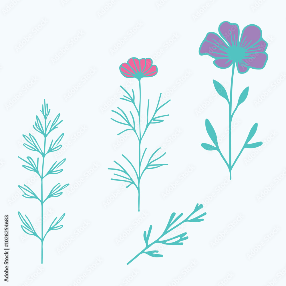 Fototapeta premium Tree branches with flower vector illustration (3)