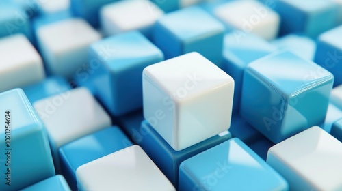 Abstract Blue and White Cubes