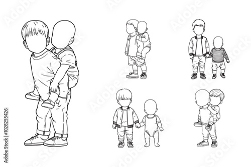 Artistic representation of a baby and brother sharing a loving, joyful pose