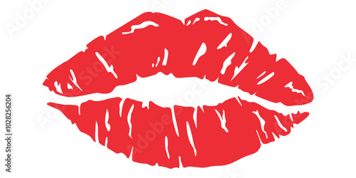 isolated red lip print illustration
