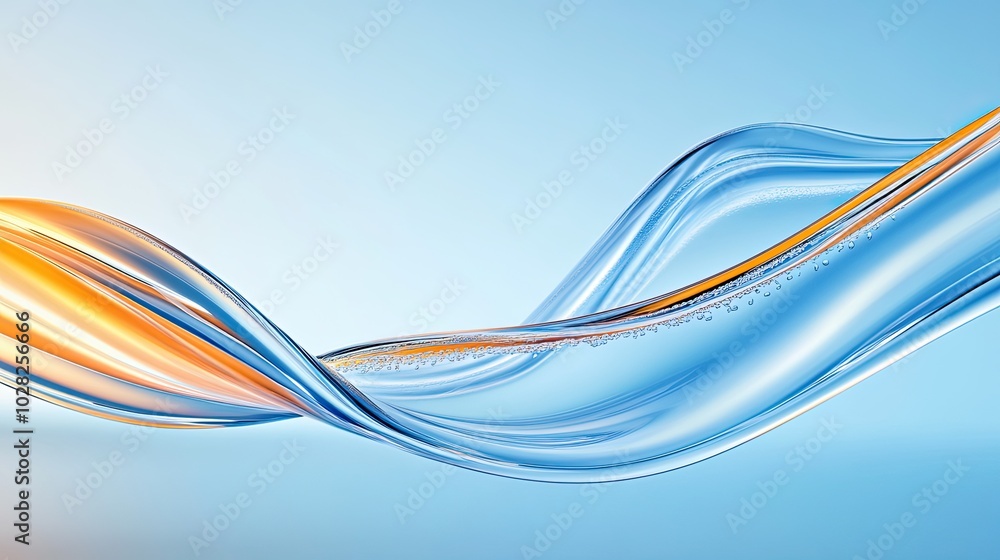 Fototapeta premium Abstract Liquid Wave Flowing On Blue Background - 3D Rendering