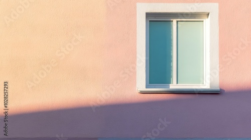 White Window on a Pastel Pink Wall with a Shadow