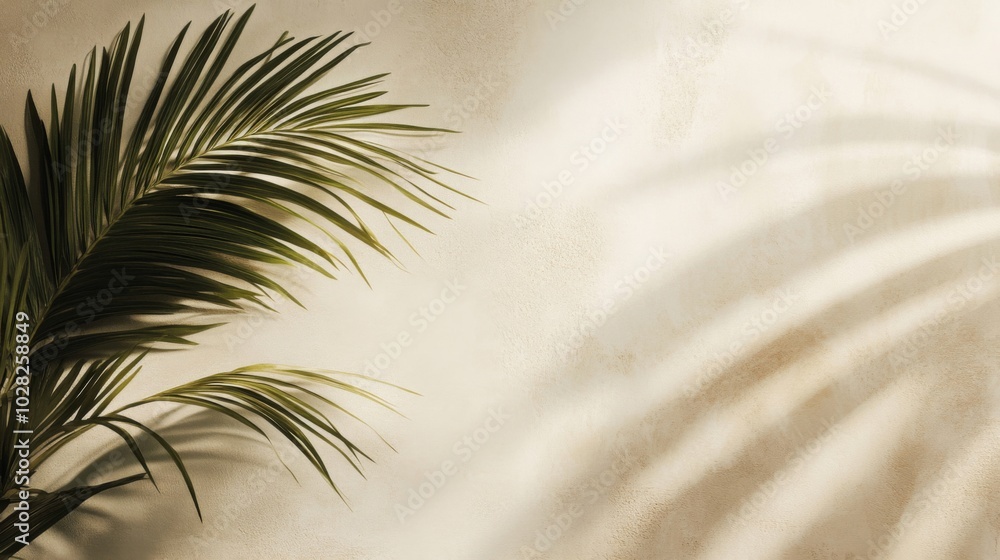 Palm Leaf Shadow on Beige Wall Palm Leaf Shadow on Beige Wall