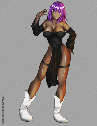 Anime girl with a purple hair