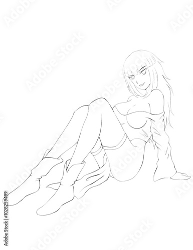 Anime girl in a black dress