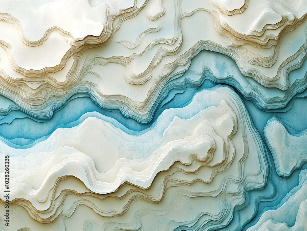 Obraz premium Abstract topography in soft shades of blue and beige