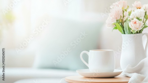 Wallpaper Mural Enjoy afternoon tea with an elegant set in a cozy room, adorned with floral decor and soft lighting for relaxation. Torontodigital.ca