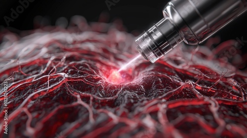 Laser Ablation of Tumor in Soft Tissue  Medical Illustration