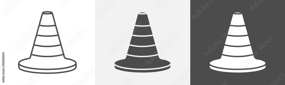 traffic cone icon Flat design on isolated background