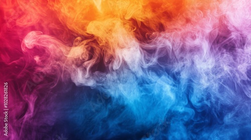 Abstract Colorful Smoke Swirling in Dark Background