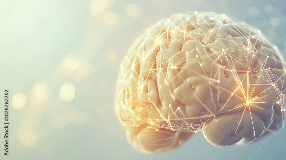 Obraz premium Close-up of human brain with intricate neural pathways, symbolizing cognitive biases and complex thought processes, ideal for educational or scientific presentations.