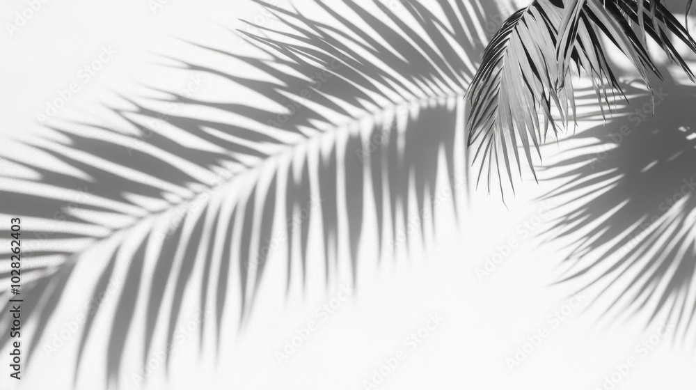 Obraz premium Palm Leaf Shadow Cast on a White Wall