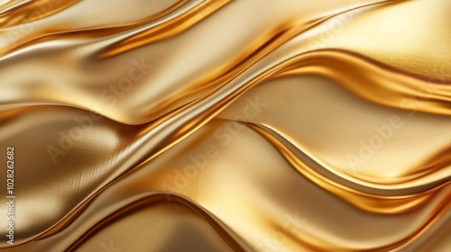 Abstract Golden Fabric Draped in Smooth Waves