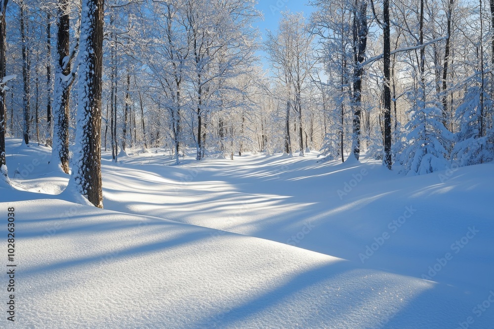 Fototapeta premium Winter season background with white snow and pine tree