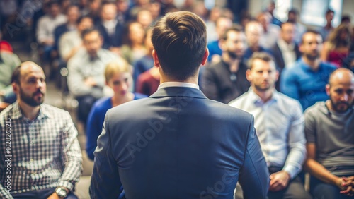 Male Speaker Presenting at University Workshop: Audience View at Scientific Conference Event




