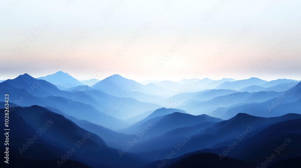 Obraz premium Serene Blue Mountain Ranges