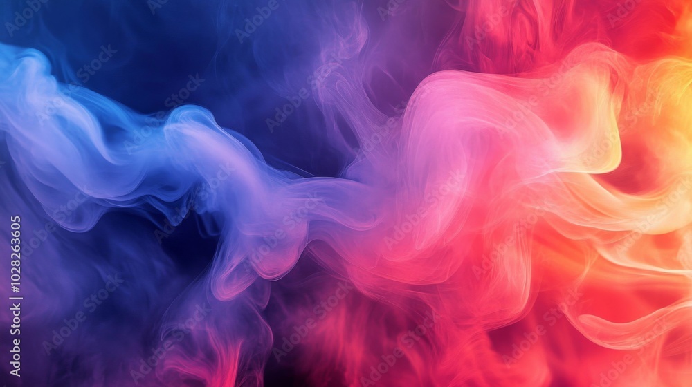 Abstract Swirling Blue, Pink, and Orange Smoke Abstract Swirling Blue, Pink, and Orange Smoke