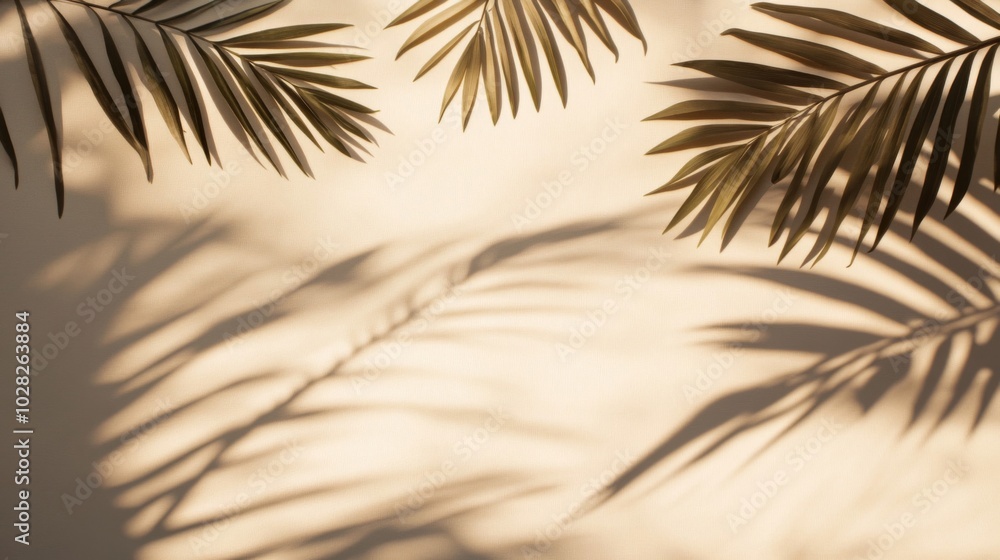 Obraz premium Palm Leaf Shadows on a Beige Wall